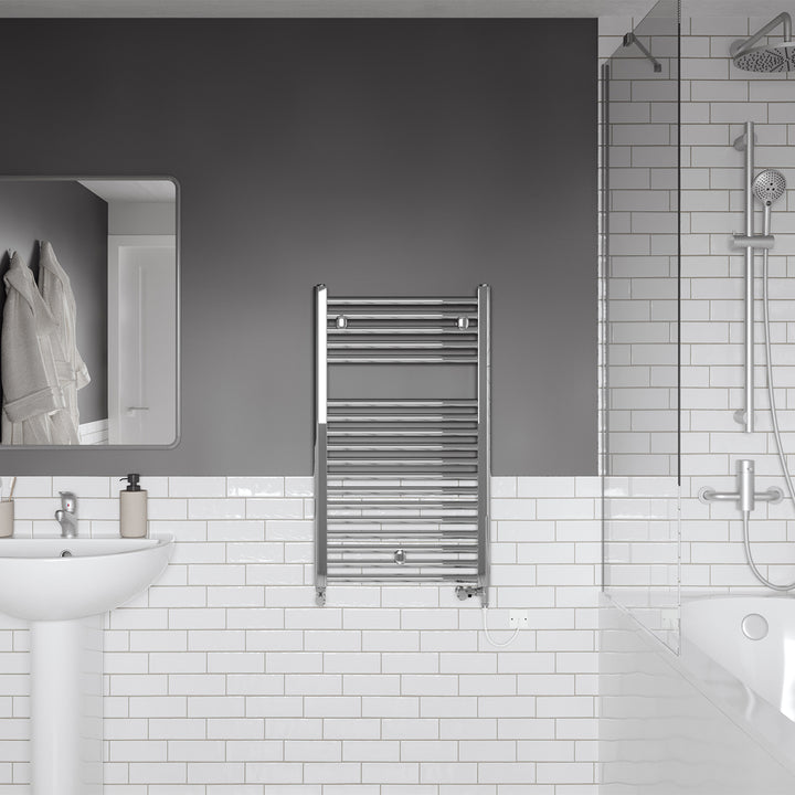 Roma - Chrome Dual Fuel Towel Rail H842mm x W500mm Standard - Straight