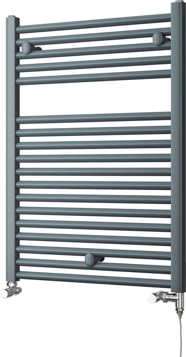 Roma - Anthracite Dual Fuel Towel Rail H842mm x W600mm Standard - Straight