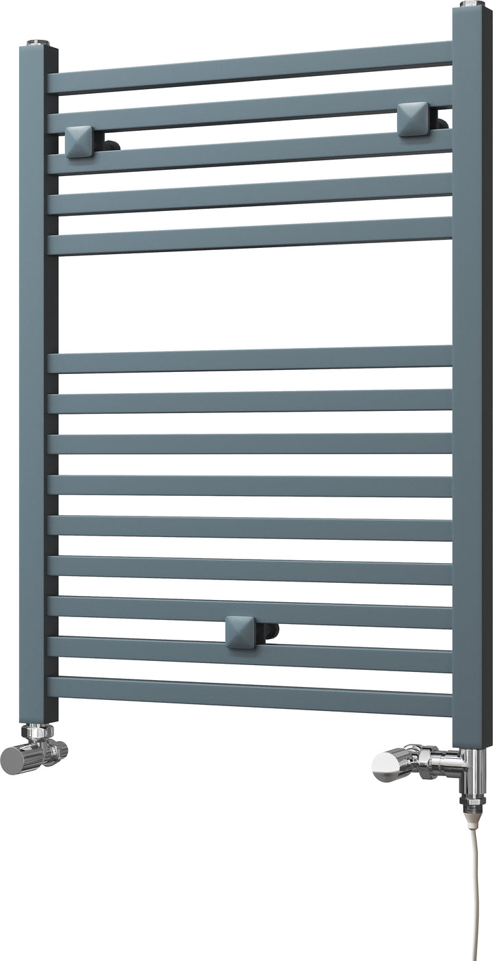 Todi - Anthracite Dual Fuel Towel Rail H690mm x W500mm Standard - Straight
