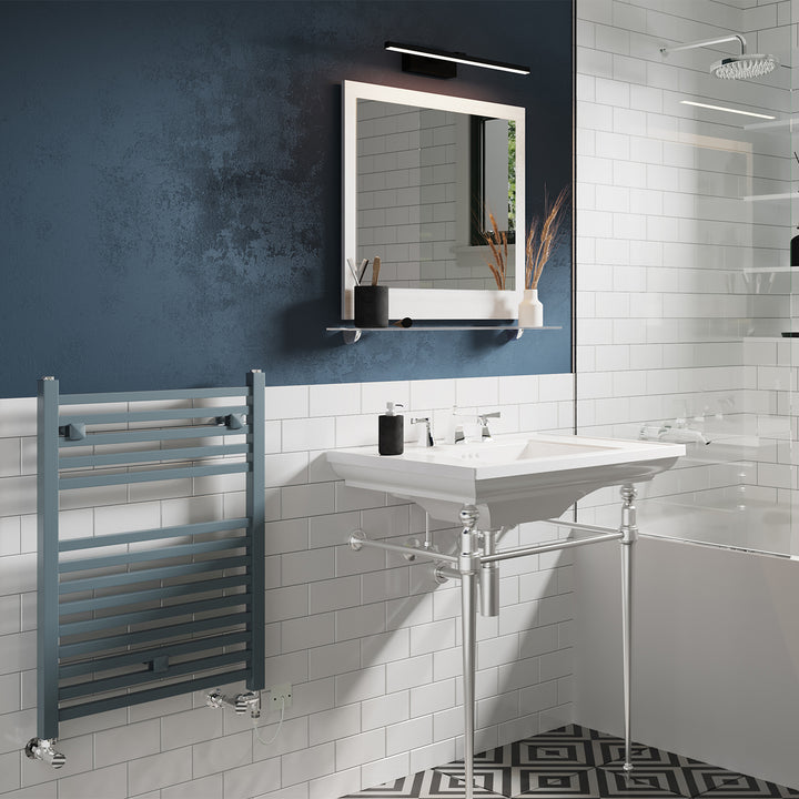 Todi - Anthracite Dual Fuel Towel Rail H690mm x W500mm Standard - Straight