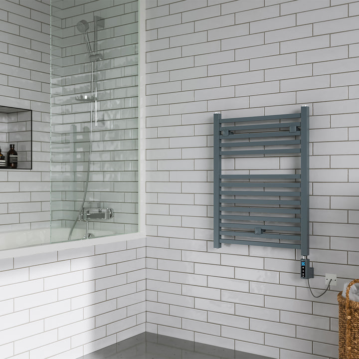 Todi - Anthracite Electric Towel Rail H690mm x W500mm Straight 300w Thermostatic WIFI