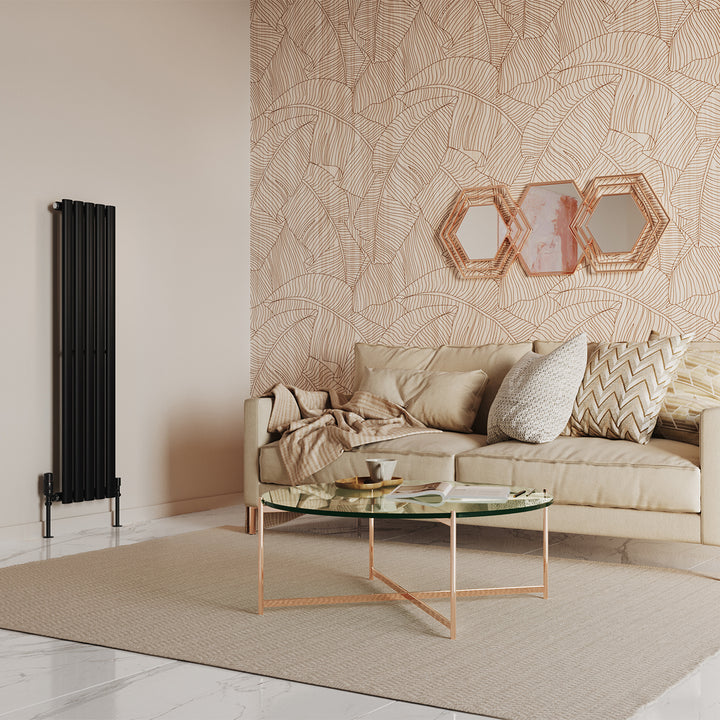 Omeara - Black Vertical Radiator H1200mm x W290mm Single Panel