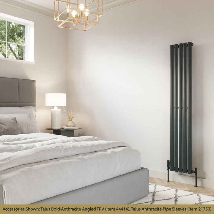 Omeara - Anthracite Designer Radiator H1600mm x W290mm Single Panel - Feet Included