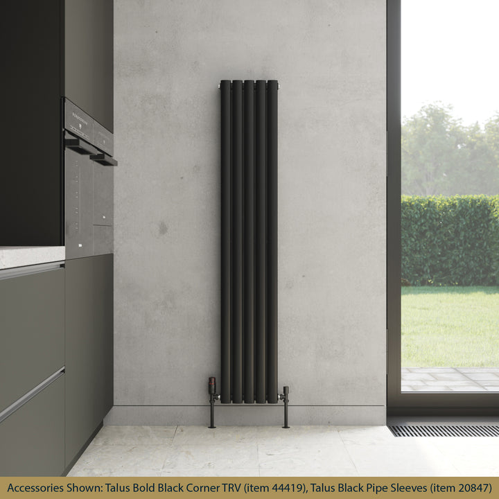 Omeara - Black Vertical Radiator H1600mm x W290mm Double Panel