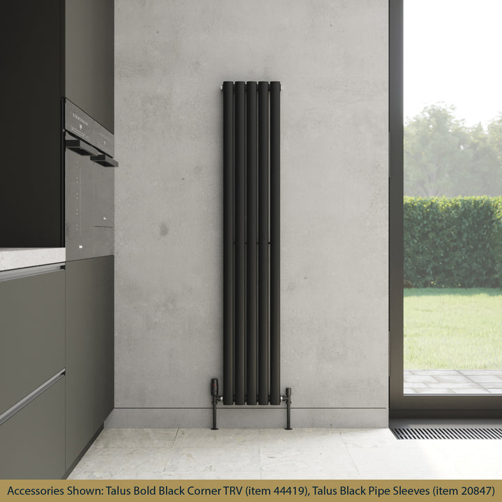 Omeara - Black Vertical Radiator H1600mm x W290mm Single Panel