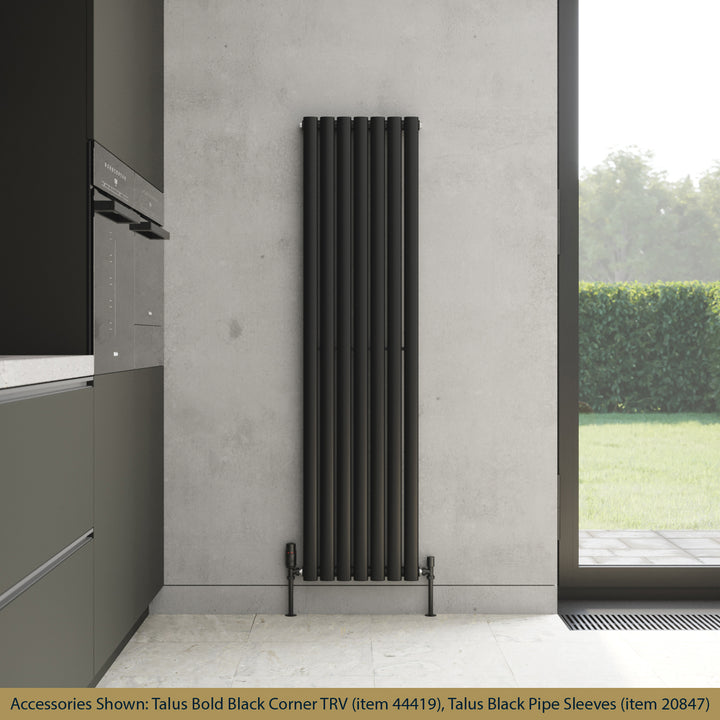 Omeara - Black Designer Radiator H1600mm x W406mm Single Panel - Feet Included