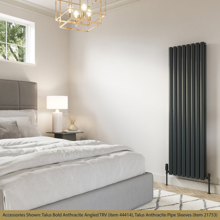 Omeara - Anthracite Designer Radiator H1600mm x W464mm Double Panel - Feet Included