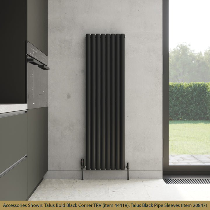 Omeara - Black Designer Radiator H1600mm x W464mm Double Panel - Feet Included