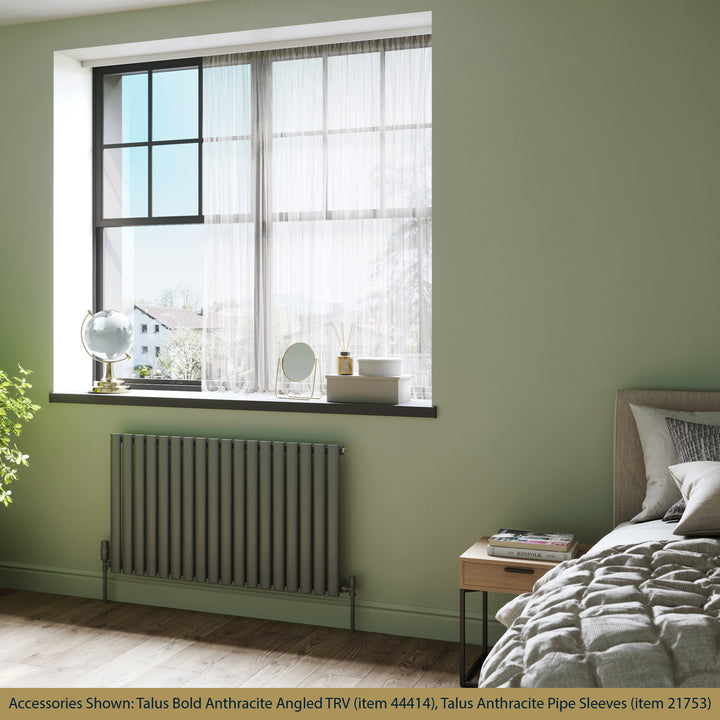 Omeara - Anthracite Designer Radiator H600mm x W1044mm Single Panel - Feet Included