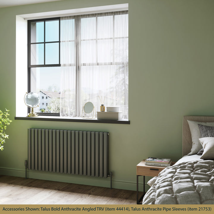 Omeara - Anthracite Designer Radiator H600mm x W1218mm Double Panel - Feet Included