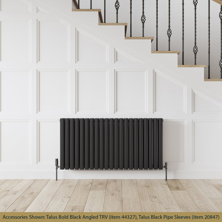 Omeara - Black Designer Radiator H600mm x W1218mm Double Panel - Feet Included