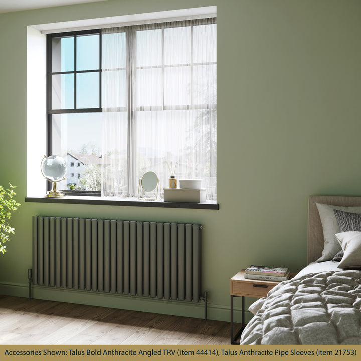 Omeara - Anthracite Designer Radiator H600mm x W1508mm Double Panel - Feet Included