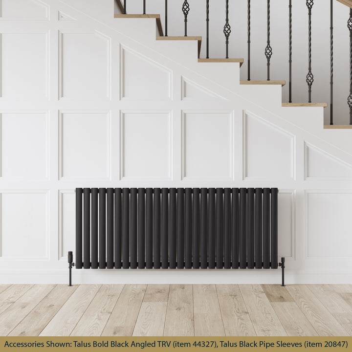 Omeara - Black Designer Radiator H600mm x W1508mm Single Panel - Feet Included
