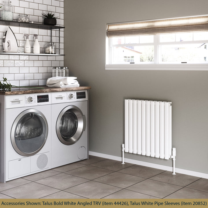 Omeara - White Designer Radiator H600mm x W580mm Double Panel - Feet Included