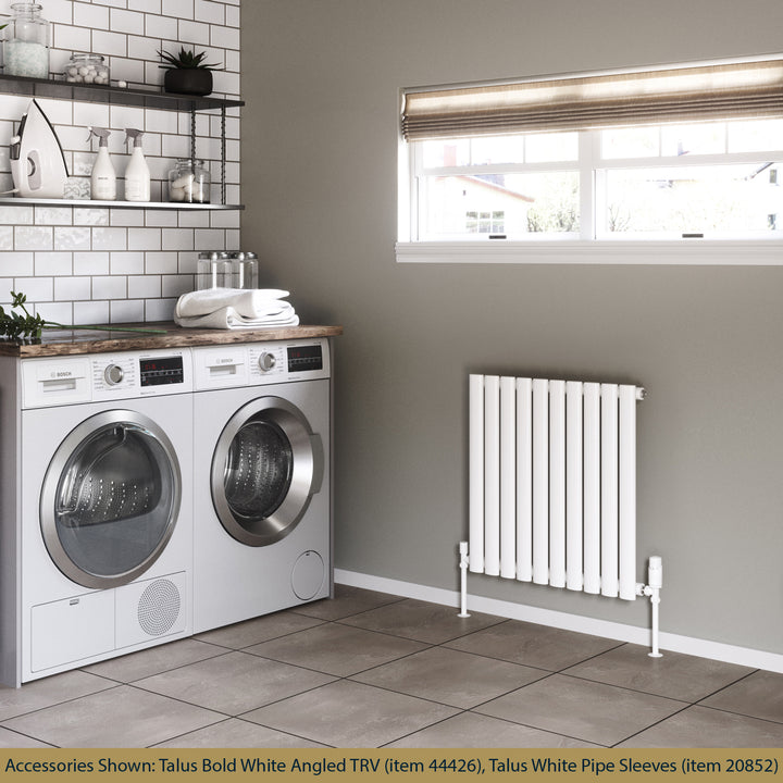 Omeara - White Designer Radiator H600mm x W580mm Single Panel - Feet Included