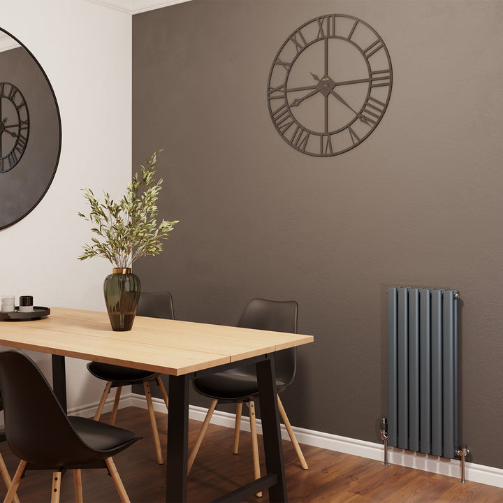 Omeara - Anthracite Designer Radiator H800mm x W348mm Double Panel - Feet Included