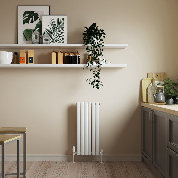 Omeara - White Designer Radiator H800mm x W348mm Double Panel - Feet Included