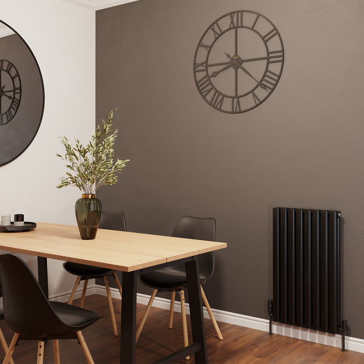 Omeara - Black Designer Radiator H800mm x W464mm Double Panel - Feet Included