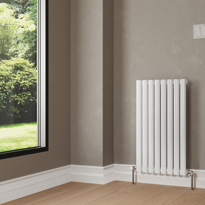 Omeara - White Designer Radiator H800mm x W464mm Single Panel - Feet Included