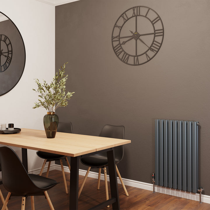 Omeara - Anthracite Designer Radiator H800mm x W522mm Double Panel - Feet Included
