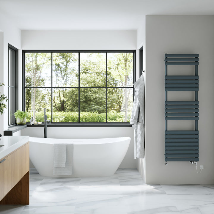Omeara - Anthracite Dual Fuel Towel Rail H1595mm x W500mm Standard