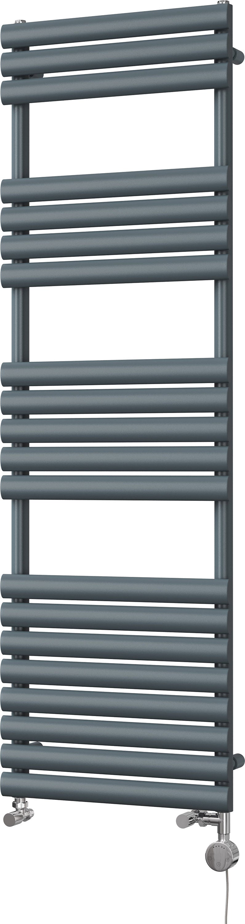 Omeara - Anthracite Dual Fuel Towel Rail H1595mm x W500mm Thermostatic