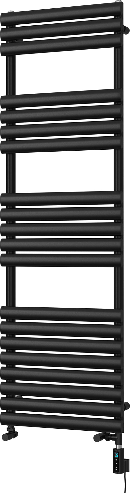 Omeara - Black Dual Fuel Towel Rail H1595mm x W500mm Thermostatic WIFI