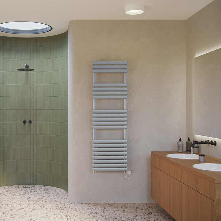 Omeara - Silver Electric Towel Rail H1595mm x W500mm 600w Standard