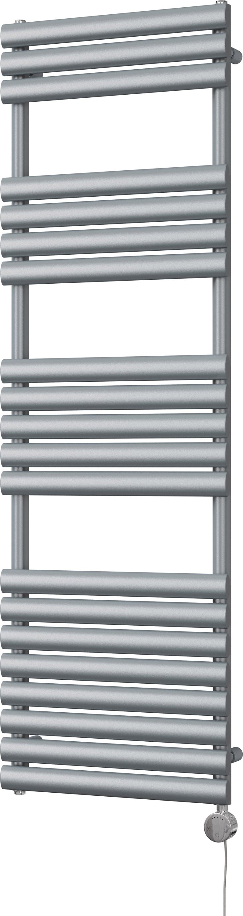 Omeara - Silver Electric Towel Rail H1595mm x W500mm 600w Thermostatic