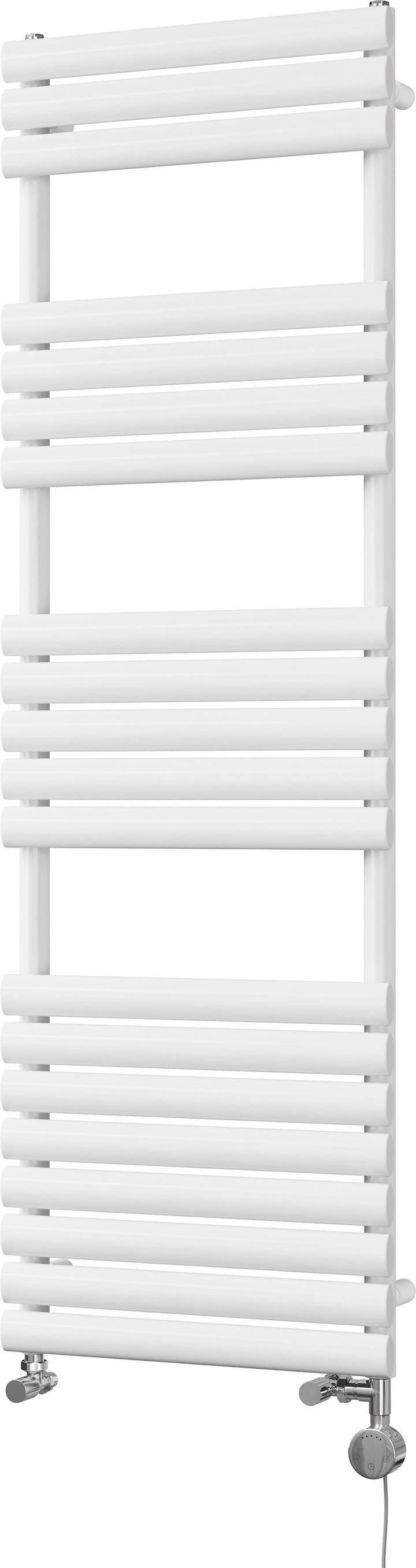 Omeara - White Dual Fuel Towel Rail H1595mm x W500mm Thermostatic
