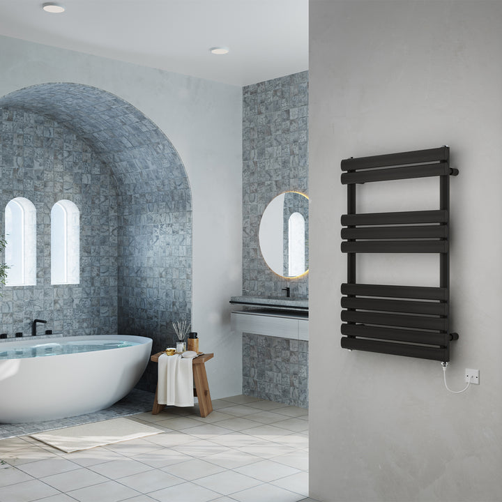 Omeara - Black Electric Towel Rail H825mm x W500mm 400w Standard