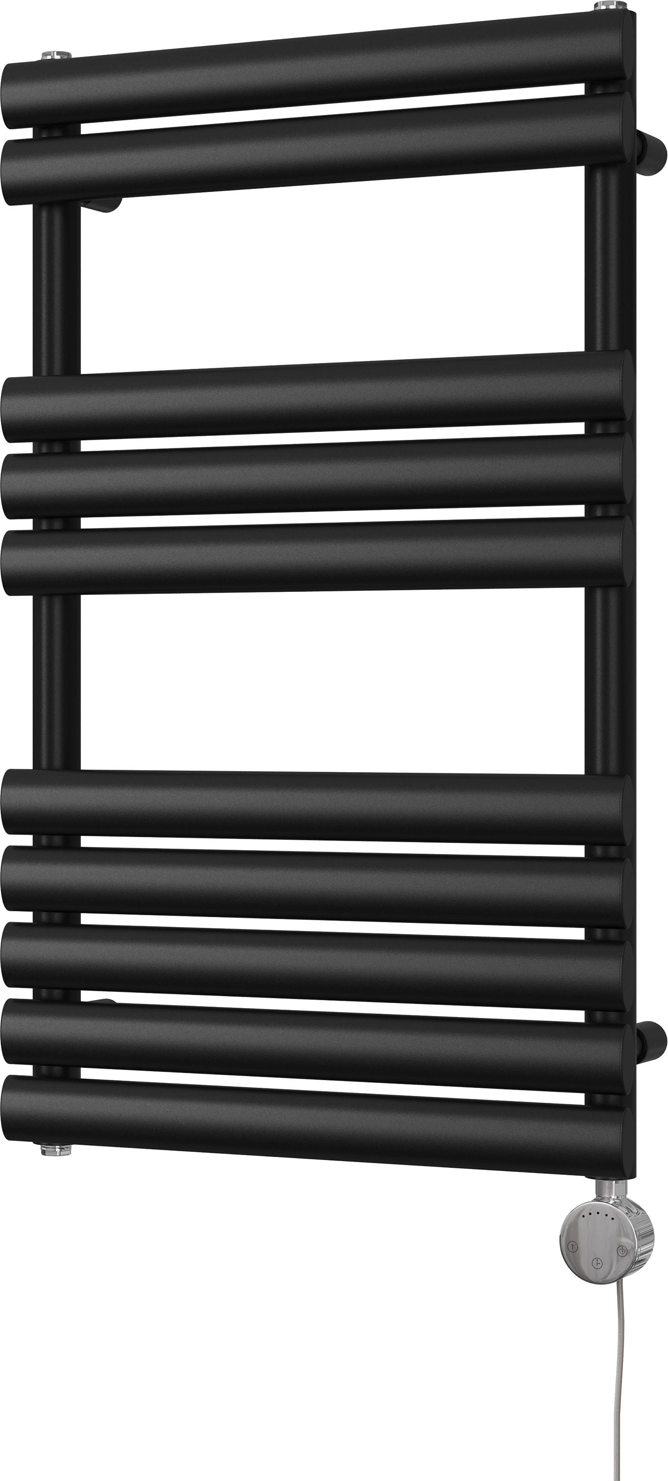 Omeara - Black Electric Towel Rail H825mm x W500mm 300w Thermostatic