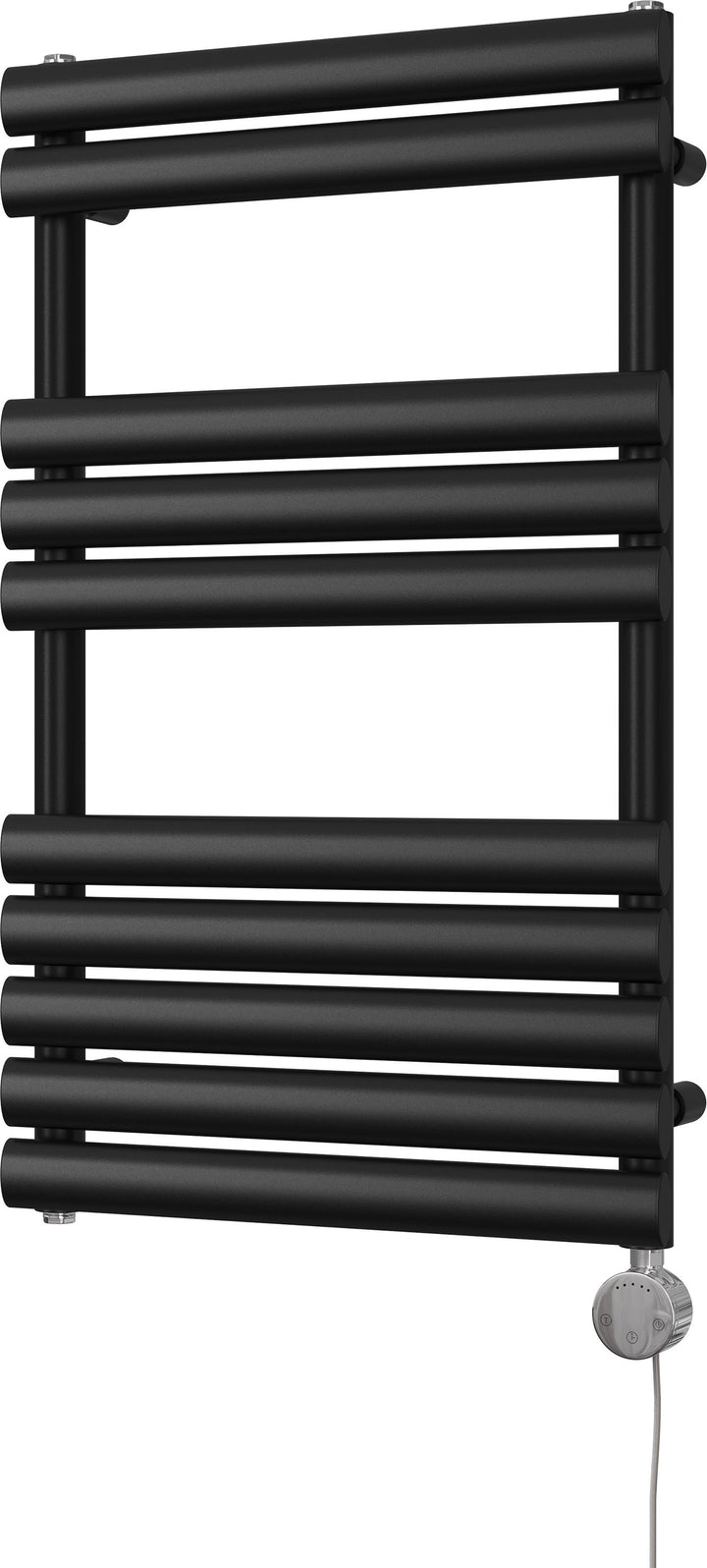 Omeara - Black Electric Towel Rail H825mm x W500mm 300w Thermostatic