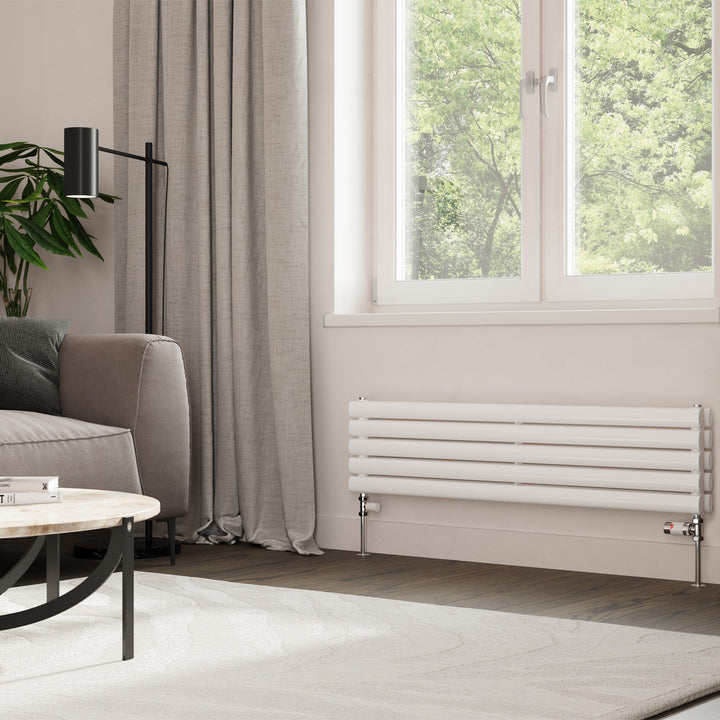 Omeara Axis - White Horizontal Radiator H290mm x W1200mm Double Panel