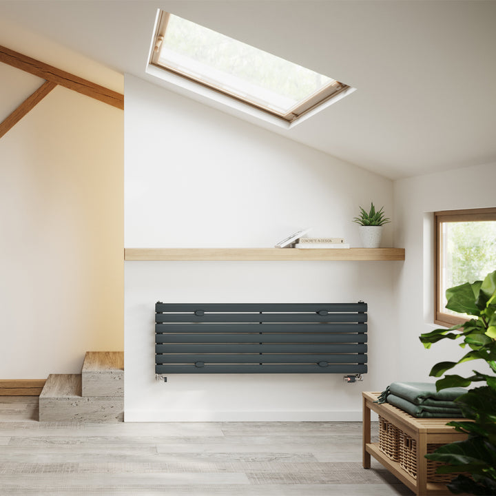 Omeara Axis - Anthracite Horizontal Radiator H406mm x W1200mm Single Panel