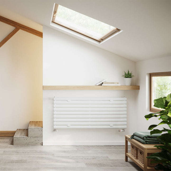 Omeara Axis - White Horizontal Radiator H522mm x W1200mm Single Panel