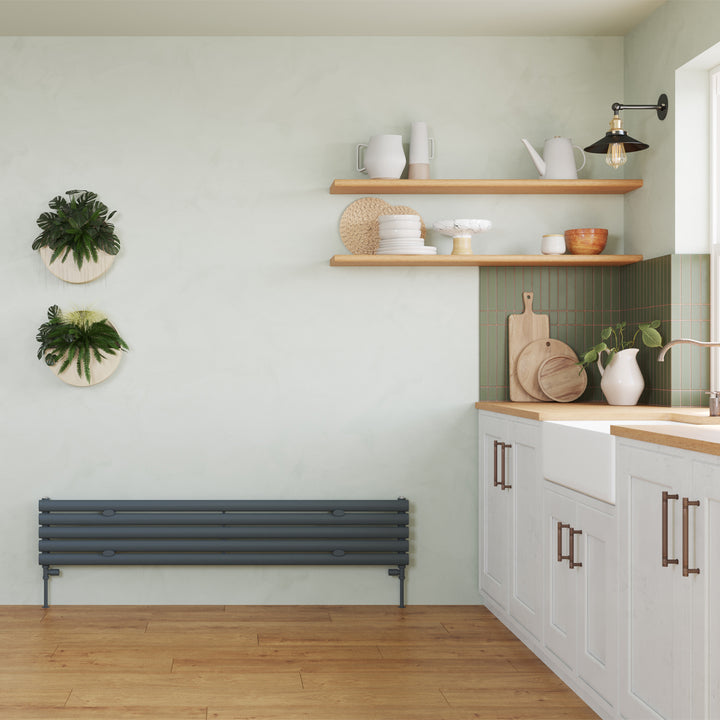 Omeara Axis - Anthracite Horizontal Radiator H290mm x W1400mm Single Panel
