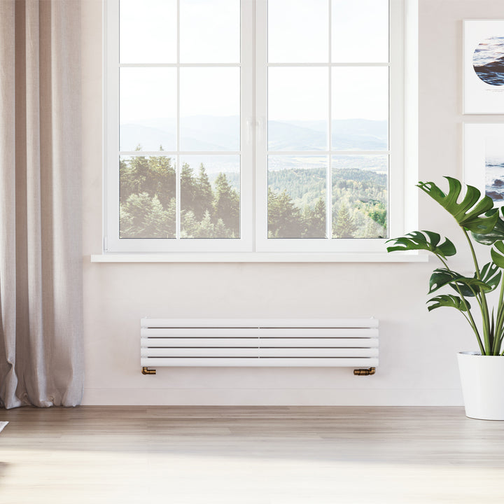 Omeara Axis - White Horizontal Radiator H290mm x W1400mm Double Panel