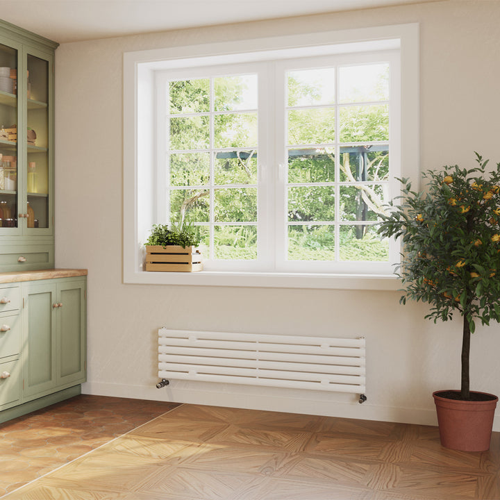 Omeara Axis - White Horizontal Radiator H348mm x W1400mm Single Panel