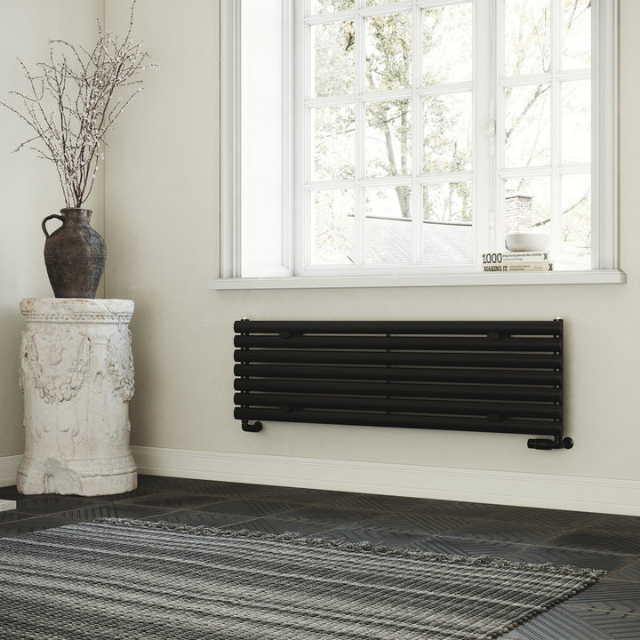 Omeara Axis - Black Horizontal Radiator H406mm x W1400mm Single Panel