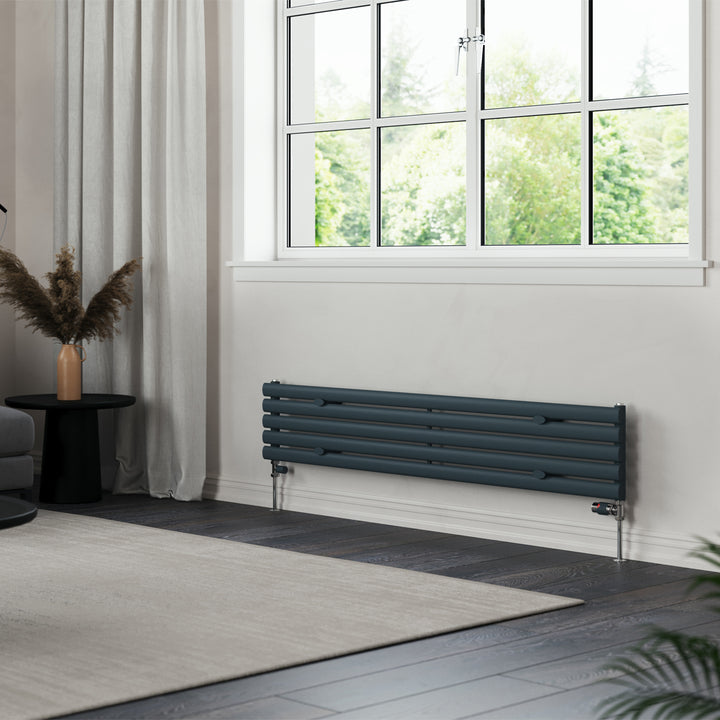 Omeara Axis - Anthracite Horizontal Radiator H290mm x W1600mm Single Panel