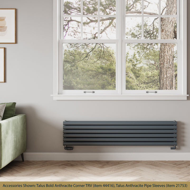 Omeara Axis - Anthracite Horizontal Radiator H348mm x W1600mm Double Panel