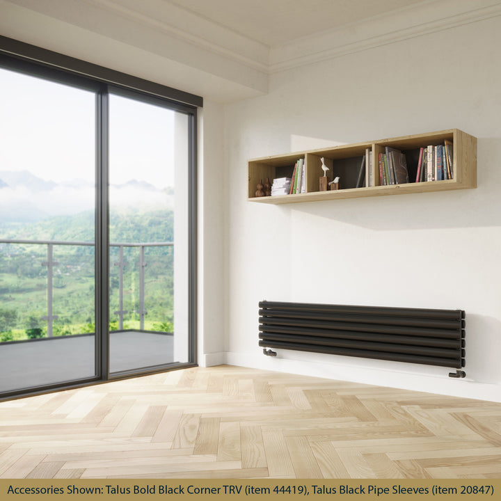 Omeara Axis - Black Horizontal Radiator H348mm x W1600mm Double Panel