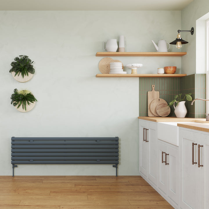 Omeara Axis - Anthracite Horizontal Radiator H406mm x W1600mm Single Panel