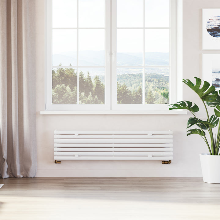 Omeara Axis - White Horizontal Radiator H406mm x W1600mm Single Panel