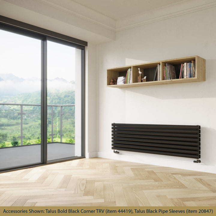 Omeara Axis - Black Horizontal Radiator H464mm x W1600mm Double Panel