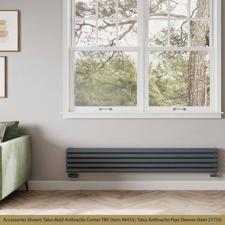 Omeara Axis - Anthracite Horizontal Radiator H290mm x W1800mm Double Panel