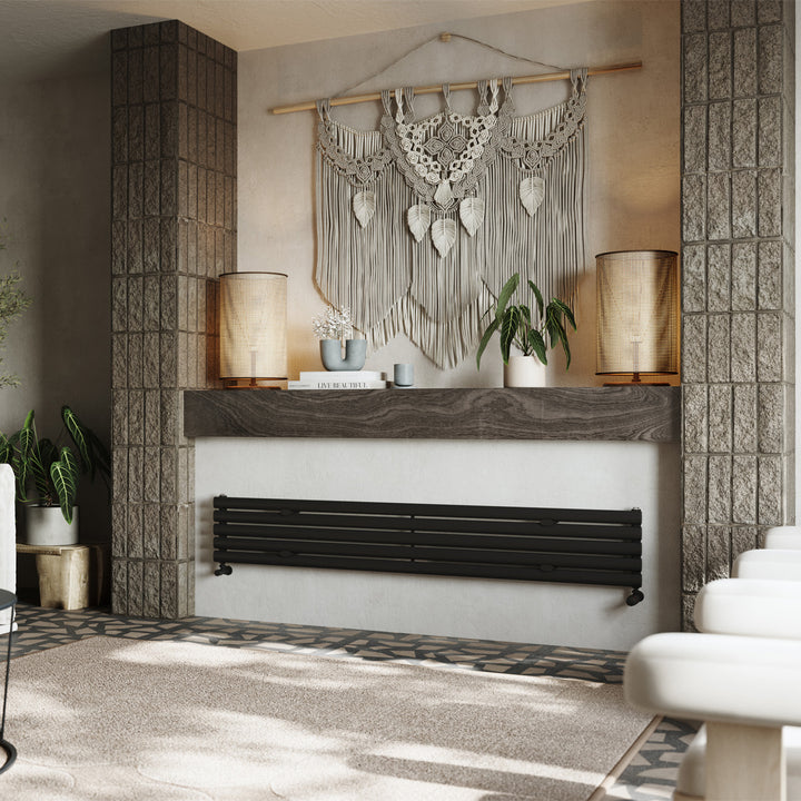 Omeara Axis - Black Horizontal Radiator H290mm x W1800mm Single Panel