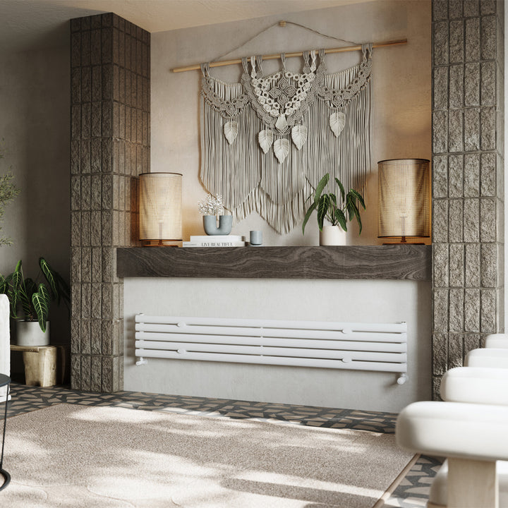Omeara Axis - White Horizontal Radiator H290mm x W1800mm Single Panel