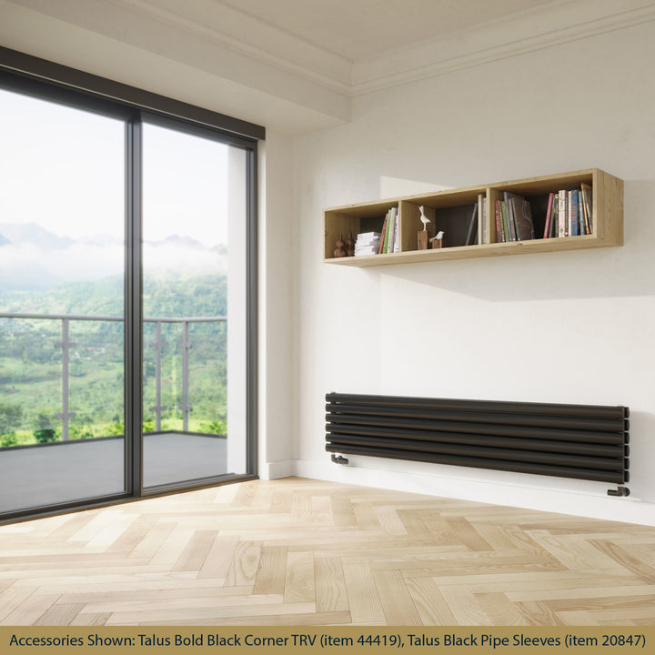 Omeara Axis - Black Horizontal Radiator H348mm x W1800mm Double Panel